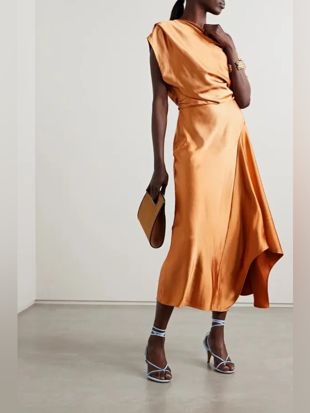 A.L.C. Jasmine Asymmetric Midi Dress in Sandstone 4 - Picture 4 of 9
